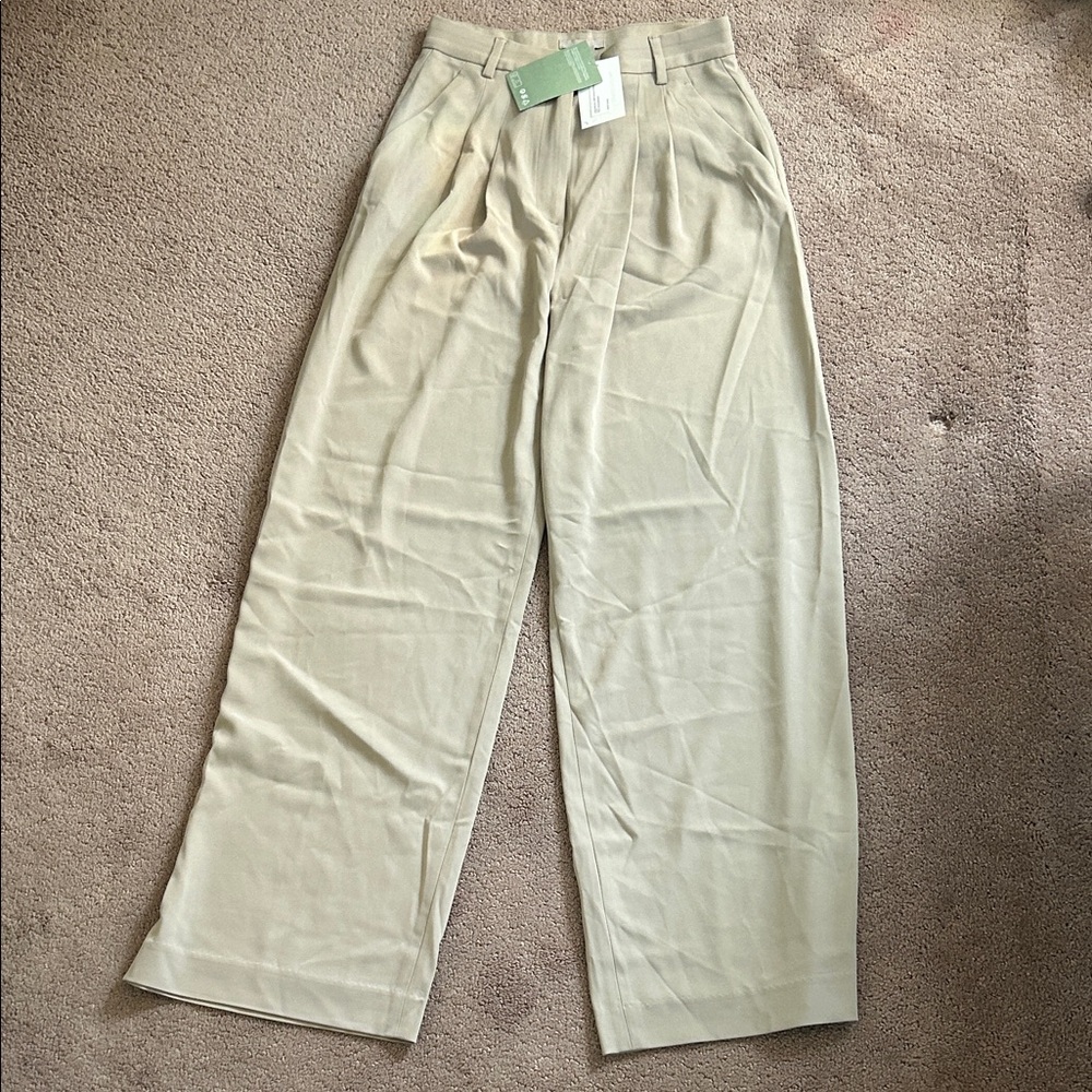 NWT Beige Wide-Leg Trousers